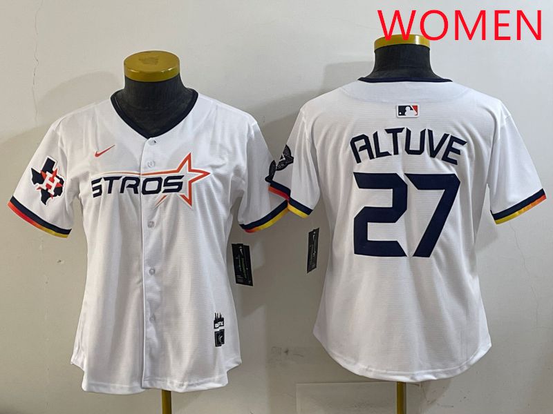 Women Houston Astros 27 Altuve White three generations Joint Name Nike 2025 MLB Jersey style 8